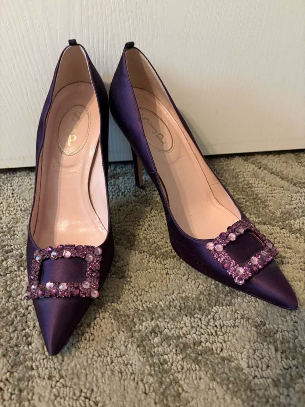SJP Purple Rhinestone embellishment pumps